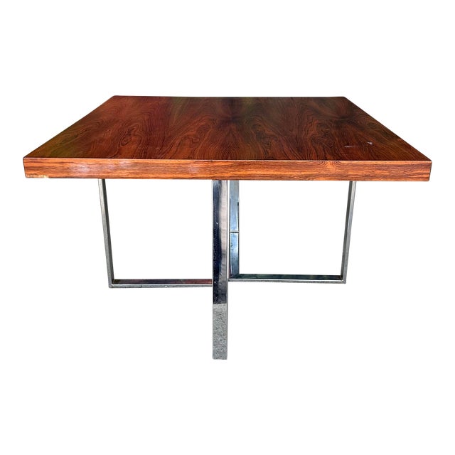 Milo Baughman for Thayer Coggin Rosewood and Chrome Side Table For Sale