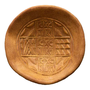 Greek Orthodox Handmade Decorative Footed Ceramic Bowl