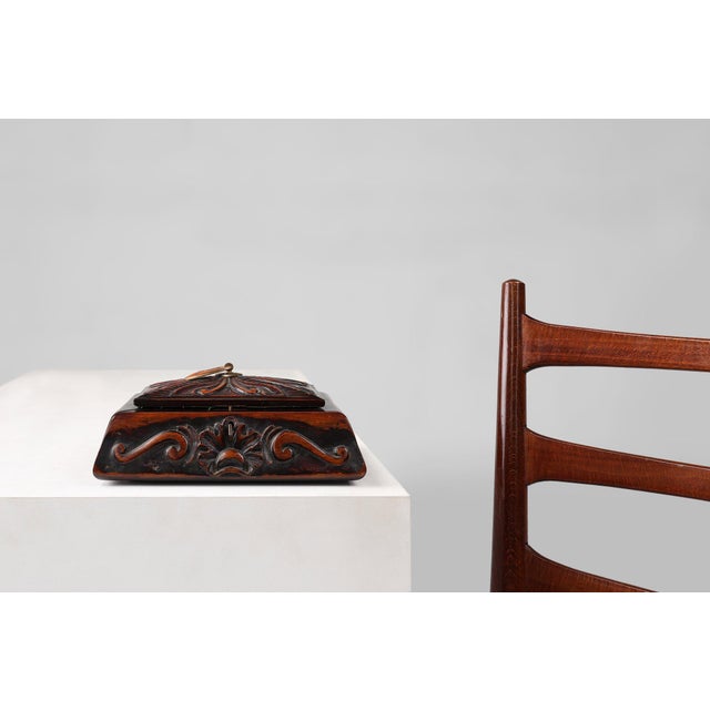 Art Deco French Sewing Box in Sculpted Wood, 1890s For Sale - Image 11 of 11
