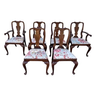 1990s Set of 6 Henkel Harris Model 110 Cherry Dining Room Chairs For Sale