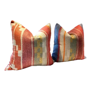 Pair of “Indus” in Brick Andrew Martin for Kravet Couture Down Filled Pillows