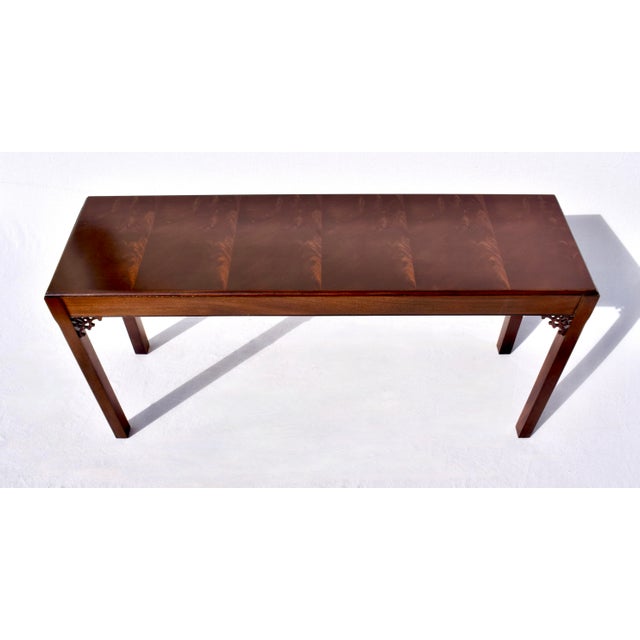 Bespoke 20th C. English Console table with Chinese Chippendale styling in the pierced fret work, gorgeous fiery Mahogany...