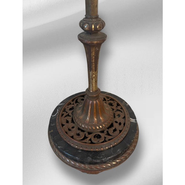 Brass 1920s Art Nouveau Floor Lamp With Marble Base For Sale - Image 8 of 8