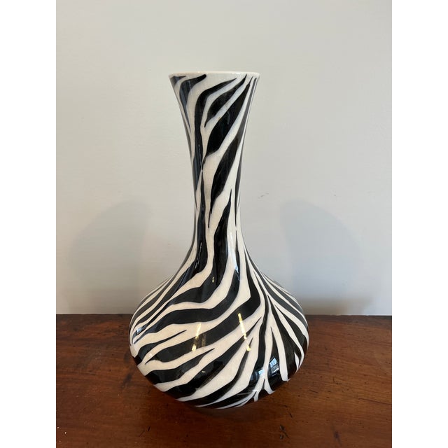 Mid Century Vase Ceramic Glaze Zebra For Sale - Image 4 of 6