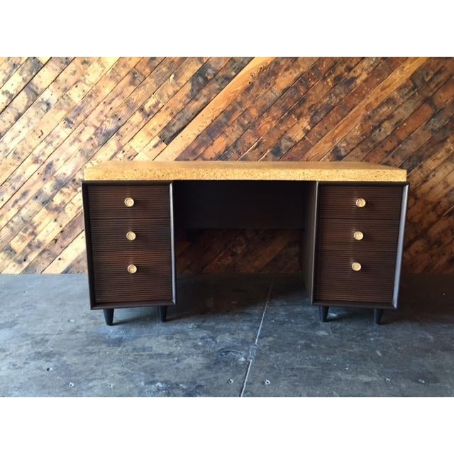 Paul Frankl For Johnson Furniture Mid Century Cork Mahogany Desk