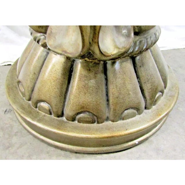 Silver 1980s Three Elephant Heads Lotus Blossom Base Leather Top Side Table Attributed to Maitland-Smith For Sale - Image 8 of 10