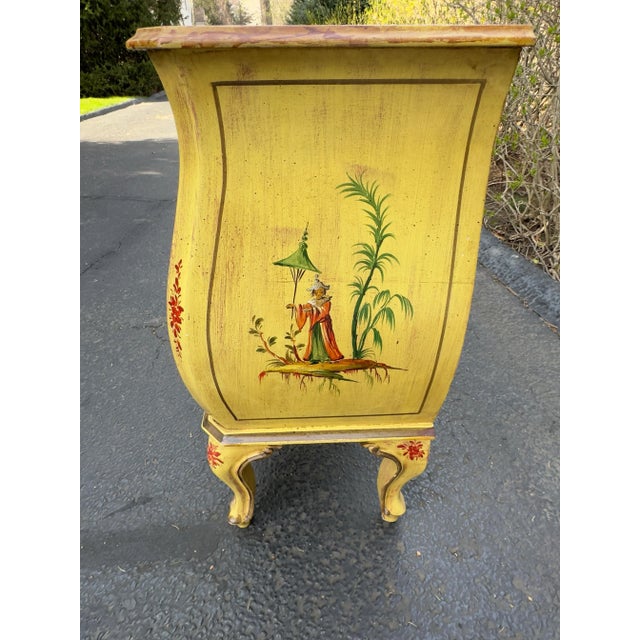 Mid 20th Century Paint Decorated Italian Chinoiserie Style Bombe Commode For Sale - Image 5 of 9