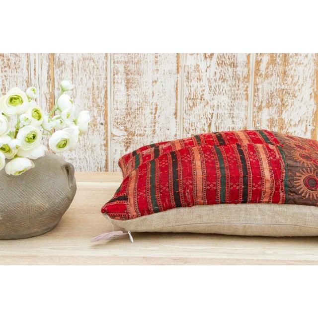 Red Garma Antique Tribal Grain Sack Pillow For Sale - Image 8 of 11