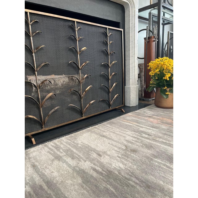 Gold Rubbed Black Lily Stems Fireplace Screen For Sale - Image 12 of 12