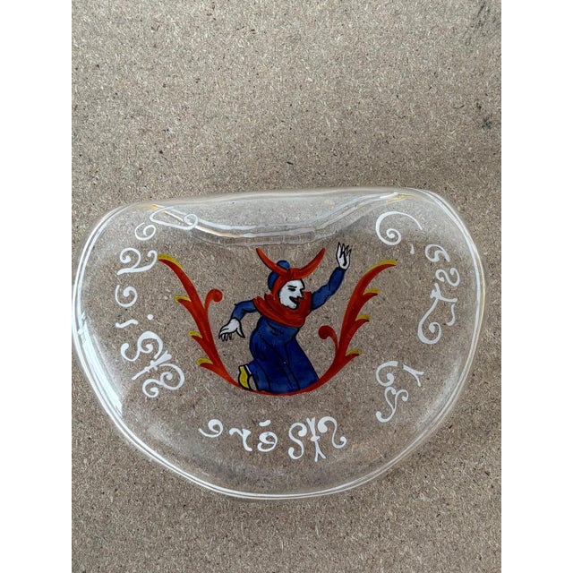Glass C’est La Mère Michel Trinket Tray in Enameled Glass by Émile Gallé For Sale - Image 7 of 8