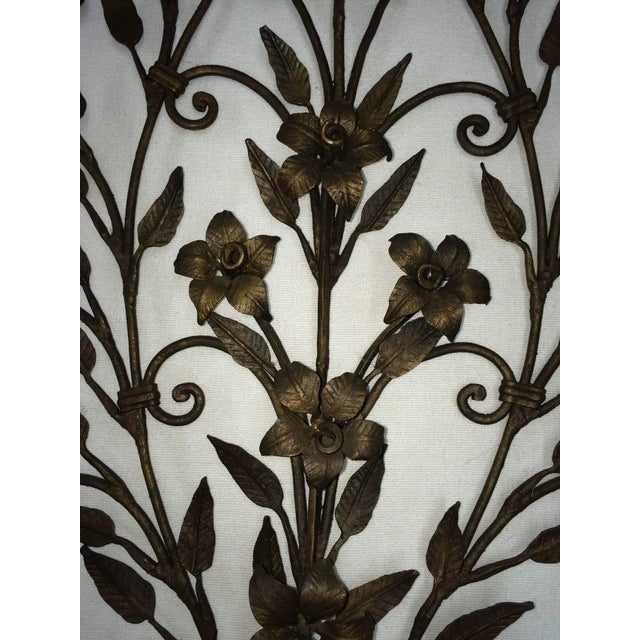 Bronze Hand Wrought Iron Floral Wall Sconces - A Pair For Sale - Image 8 of 11