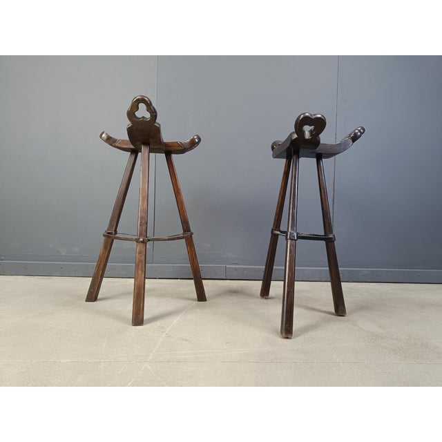 Rustic Mid-Century Modern Brutalist Bar Stools, 1960s, Set of 6 For Sale - Image 3 of 11