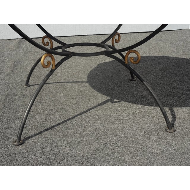 Vintage Spanish Style Wrought Iron W White & Gray Marble Top Coffee Table For Sale - Image 11 of 13