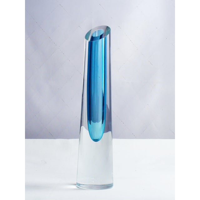 Blue and Clear Sommerso Art Glass Vase by Bretislav Novak, 1970s For Sale - Image 14 of 15