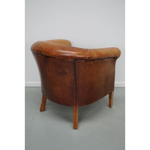 Vintage Dutch Cognac Leather Club Chair For Sale - Image 9 of 15