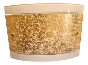 Wall Lamp with Curved Glass Panel and Gold Leaf Decoration from Briloner-Leuchten, Germany, 2000s