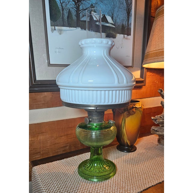 1920s 1920s Emerald Green Lincoln Drape Table Lamp Made by Bradley and Hubbard For Sale - Image 5 of 16
