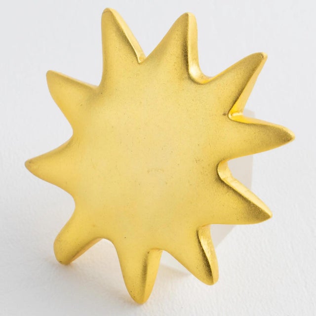 Contemporary Edouard Rambaud Gilded Metal Sun Brooch For Sale - Image 3 of 9