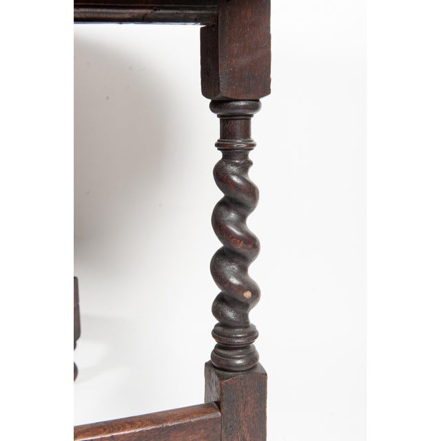 Antique Oak Gate-Leg Drop-Leaf Table With Barley-Twist Legs For Sale - Image 9 of 10