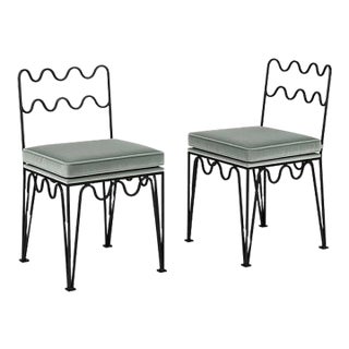 Pair of Gilt Bronze Méandre Side Chairs For Sale