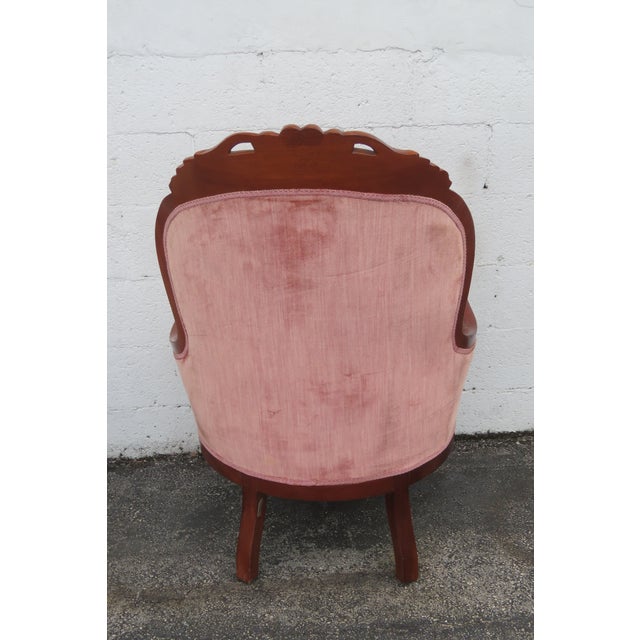 Brown Victorian Kimball Carved Side Accent Chair 6217 For Sale - Image 8 of 15