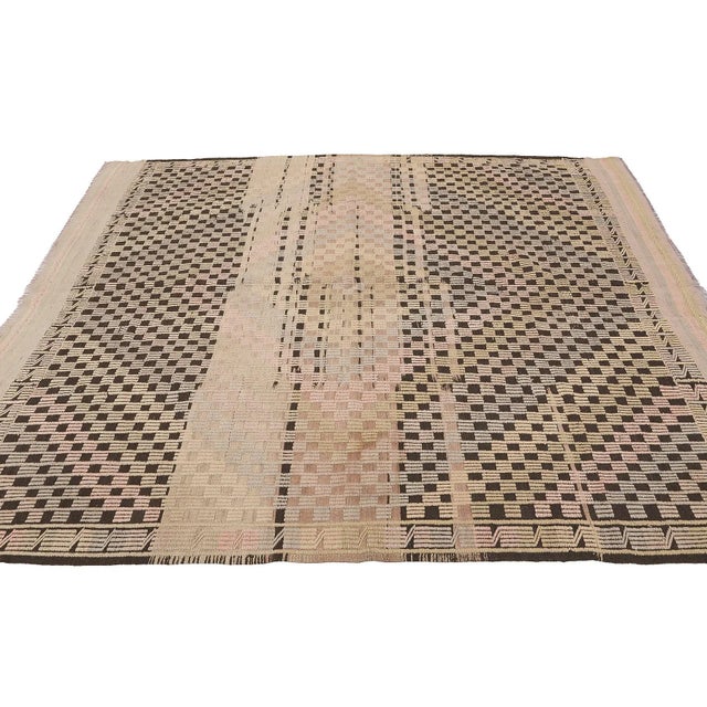 Mid 20th Century Decorative Vintage Embroidered Kilim Rug For Sale - Image 4 of 7