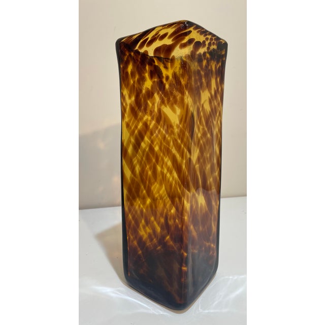 Italian Hand Blown Art Glass Vase Tortoise Shell Leopard Murano Style For Sale In Philadelphia - Image 6 of 7