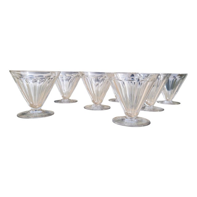 Vintage Crystal Water Glasses with Rex Pattern from Baccarat, 1920s, Set of 7 For Sale