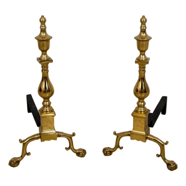 Pair Virginia Metalcrafters Colonial Williamsburg Fireplace Andirons For Sale