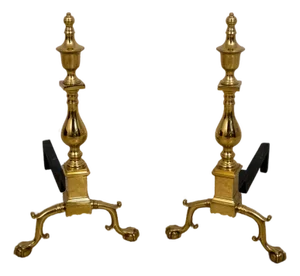 Pair Virginia Metalcrafters Colonial Williamsburg Fireplace Andirons