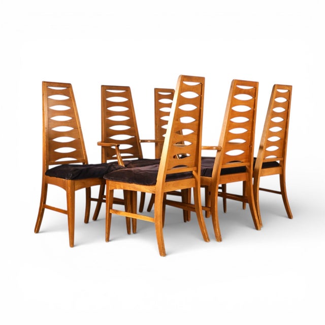 Young Manufacturing Attributed Cat Eye Vintage Mid Century Modern Set of 6 Dining Chairs C. 1960s For Sale In New York - Image 6 of 6