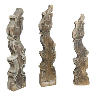 Dragon Head Wooden Beams, Set of 3 For Sale