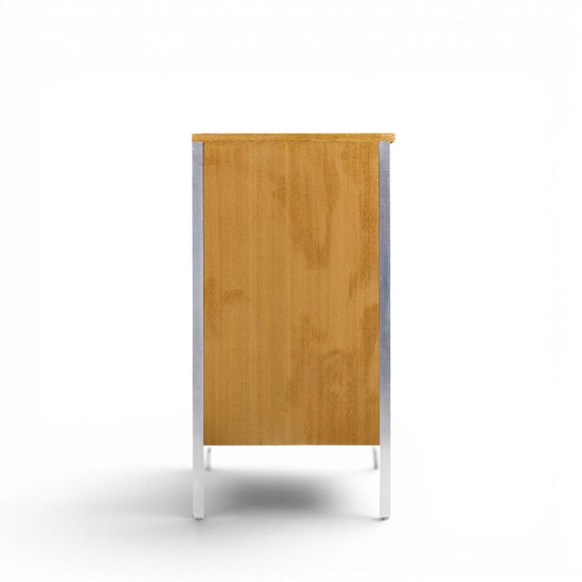 Calvin Paul McCobb for Calvin Linear Mid Century Walnut and Stainless Steel Credenza For Sale - Image 4 of 10