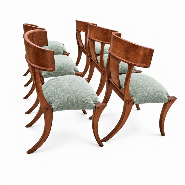 Mid Century Style Solid Walnut Klismos Dining Chairs. Set of 6 For Sale - Image 4 of 5