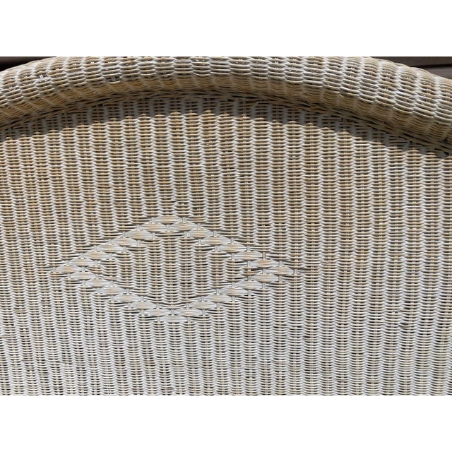 1990s Vintage White Wicker King Size Headboard For Sale - Image 4 of 13