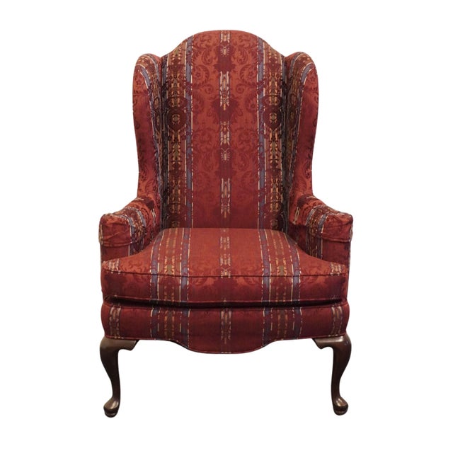 Traditional Ethan Allen Red Upholstered Traditional Sussex Wingback Accent Arm Chair 20-7517 For Sale - Image 3 of 12