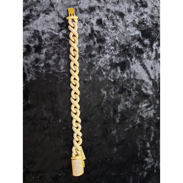 14k Yellow Gold 9.5 Ct Natural Diamond Infinity Bracelet, 8 In For Sale - Image 11 of 11