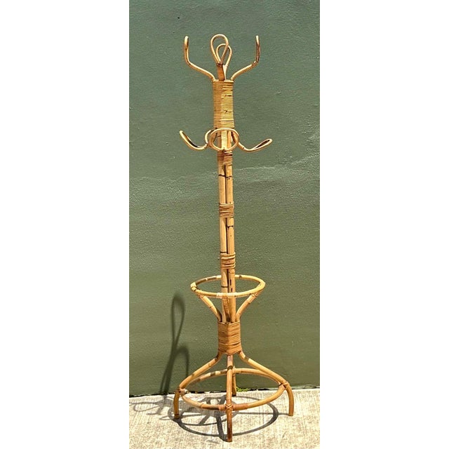 Vintage Italian Rattan Coat Rack For Sale - Image 10 of 14
