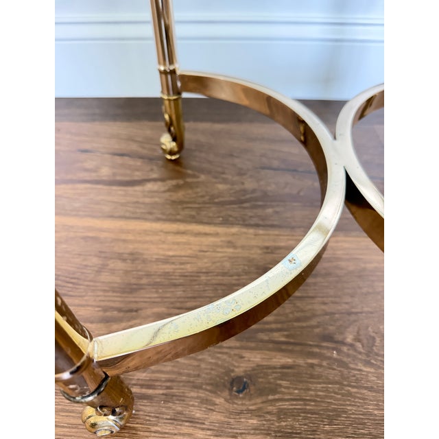 Pair of Vintage LaBarge Style Brass & Glass End Tables | Neoclassical Hollywood Regency For Sale - Image 10 of 10
