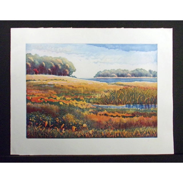 Unframed limited edition aquatint etching landscape by Nicolette Jelen Hand signed, dated, numbered and titled by the...