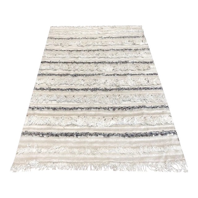 1980s Vintage Moroccan Rug With Sequins For Sale