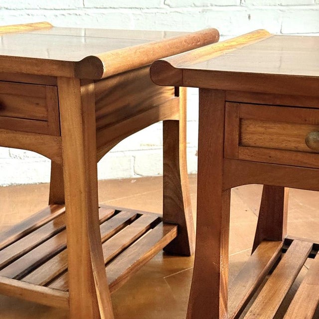 Scroll-Top Nightstands in Indian Rosewood, Set of 2 For Sale - Image 3 of 11