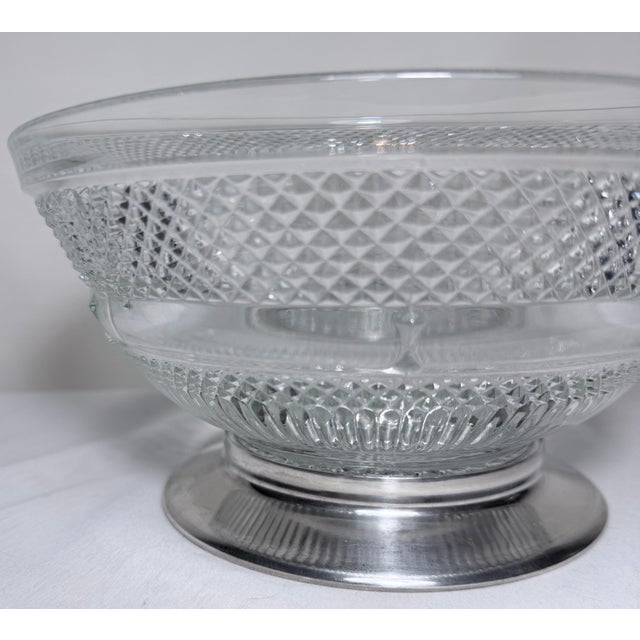 Vintage English Lead Crystal Bowl With Removable Silver Plate Base For Sale - Image 9 of 9