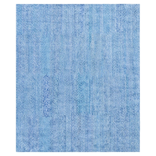 Contemporary Fragment Blue Silk Rug by Doris Leslie Blau For Sale