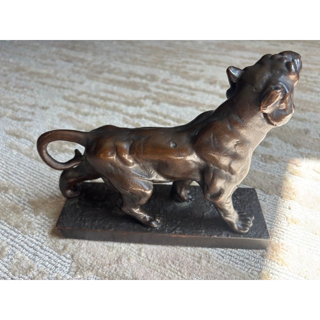 Bronze Roaring Tiger on a Plinth Base For Sale - Image 4 of 8