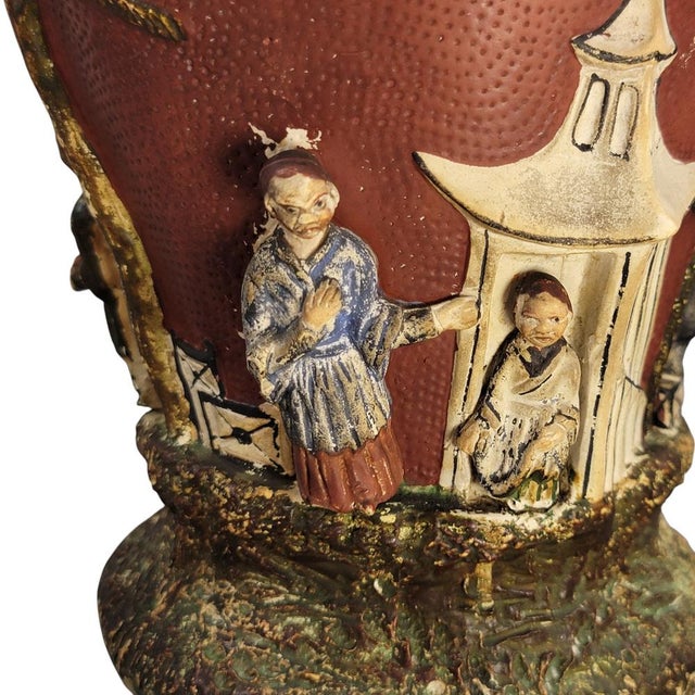Maiolica Vase with Chinoiserie Relief, 1860-1880 For Sale - Image 15 of 18