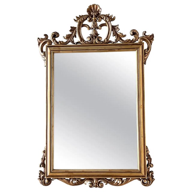 20th French Empire Period Carved Gilt Wood Rectangular Mirror With Crest For Sale - Image 10 of 10