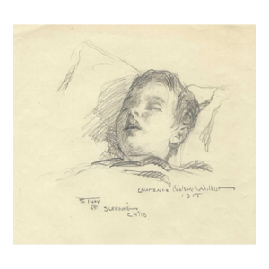 1951 Lawrence Wilbur Sleeping Child Portrait Drawing
