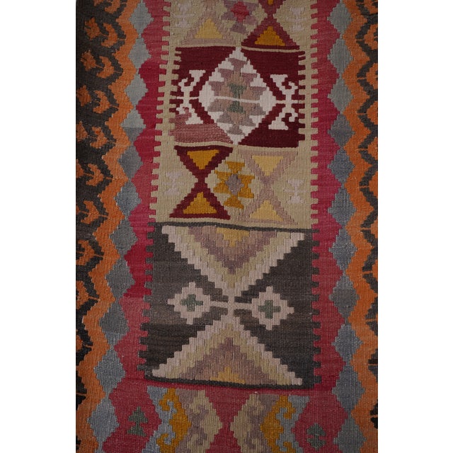 Textile Vintage Striped Turkish Kilim Runner 2'8'' X 16'7'' For Sale - Image 7 of 11