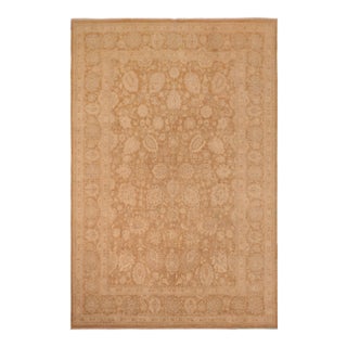 1990s 1990s Bohemian Sun Faded Brown/Beige Hand Knotted Wool Rug - 10'1" X 13'8" For Sale